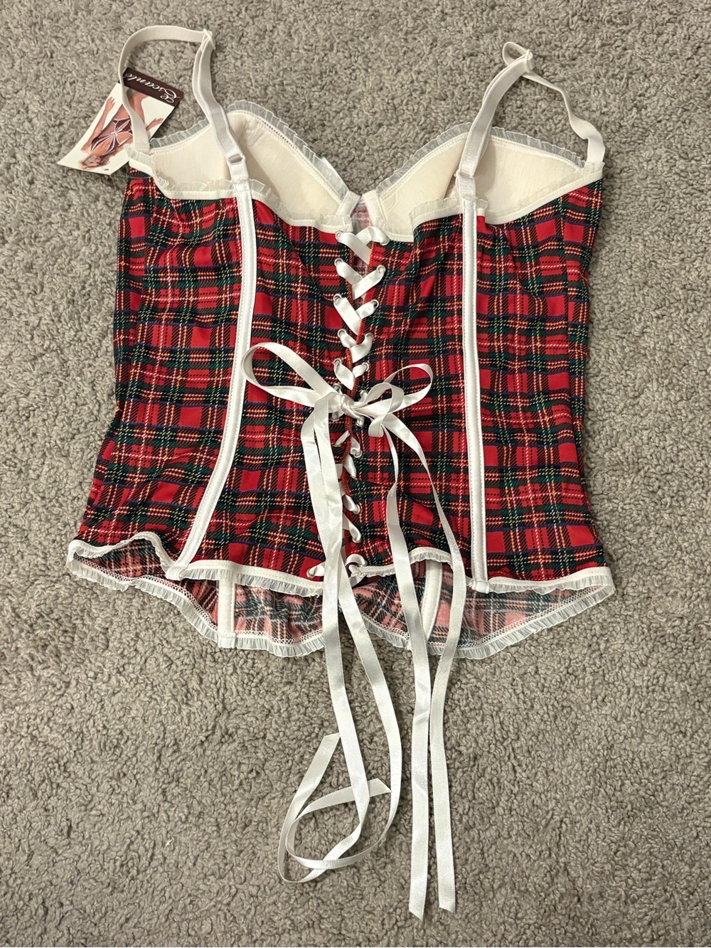 Vintage Escante plaid Corset Bustier Y2K 00’s Preppy Size Large NWT - Picture 4 of 9